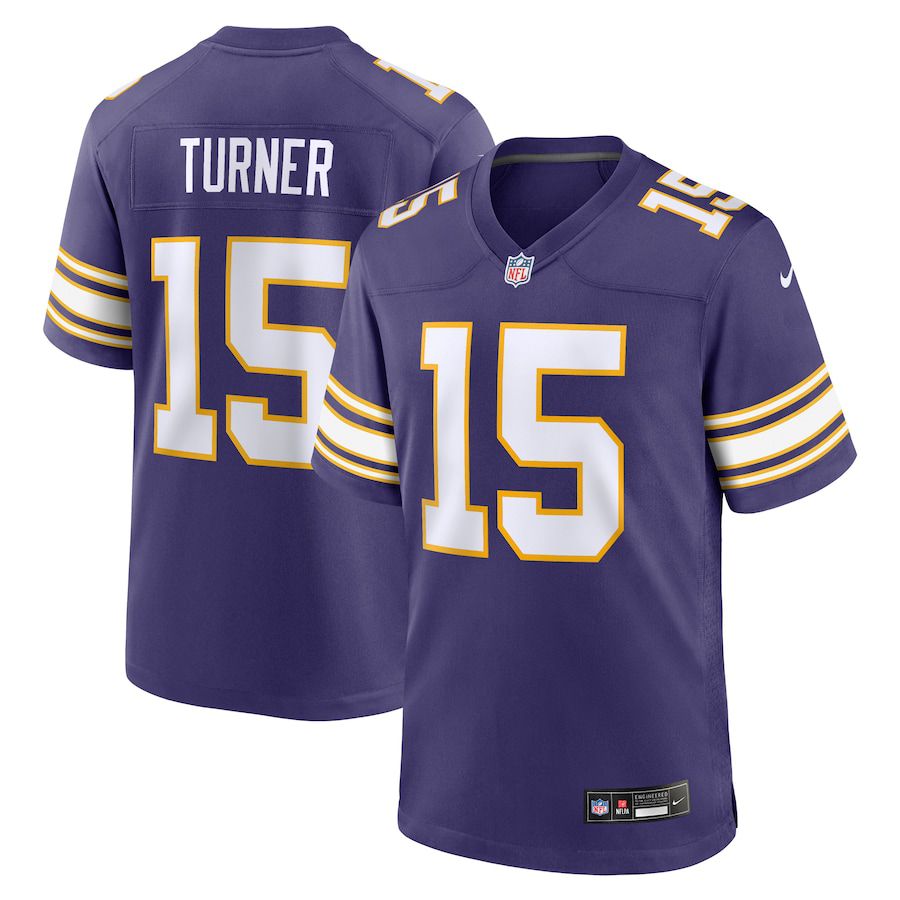 Men Minnesota Vikings 15 Dallas Turner Nike Purple Alternate Game NFL Jersey